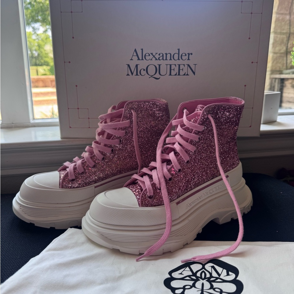 Alexander McQueen Pink Sneakers with Chunky Platform